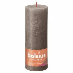 Null BOLSIUS Stumpenkerze Rustiko Shine 19x7cm Rustikales Taupe 1 Stück