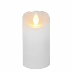 Null LED Kerze GLOW Echtwachs Gelb Flackernd Timer H: 10cm D: 5,5cm Weiß