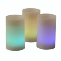 Null LED Kerzenset Echtwachs Farbwechsel X-mas Dekor H: 12cm Batterie Creme 3er Set