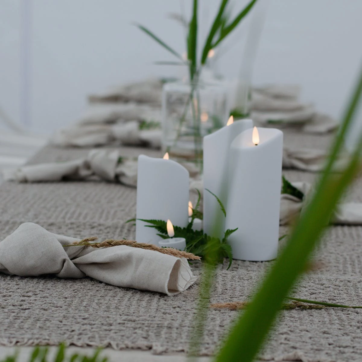 Null LED Kerzenset Flamme Kunststoff Für Außen 3D Flamme Flackernd Timer Weiß 3Stück – Bild 6