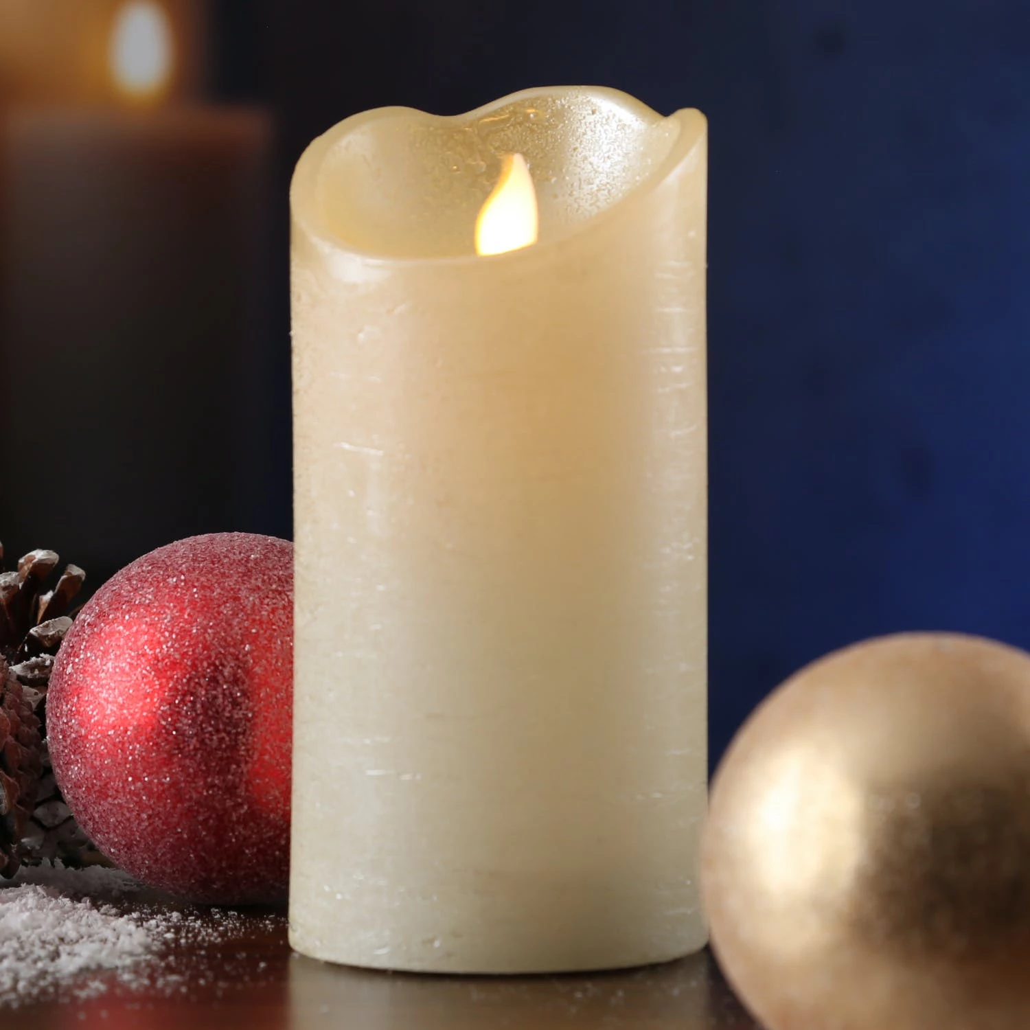 Null LED Kerze TWINKLE Echtwachs Bewegliche Flamme 15cm Timer Creme GlĂ€nzend F. Innen â Bild 6