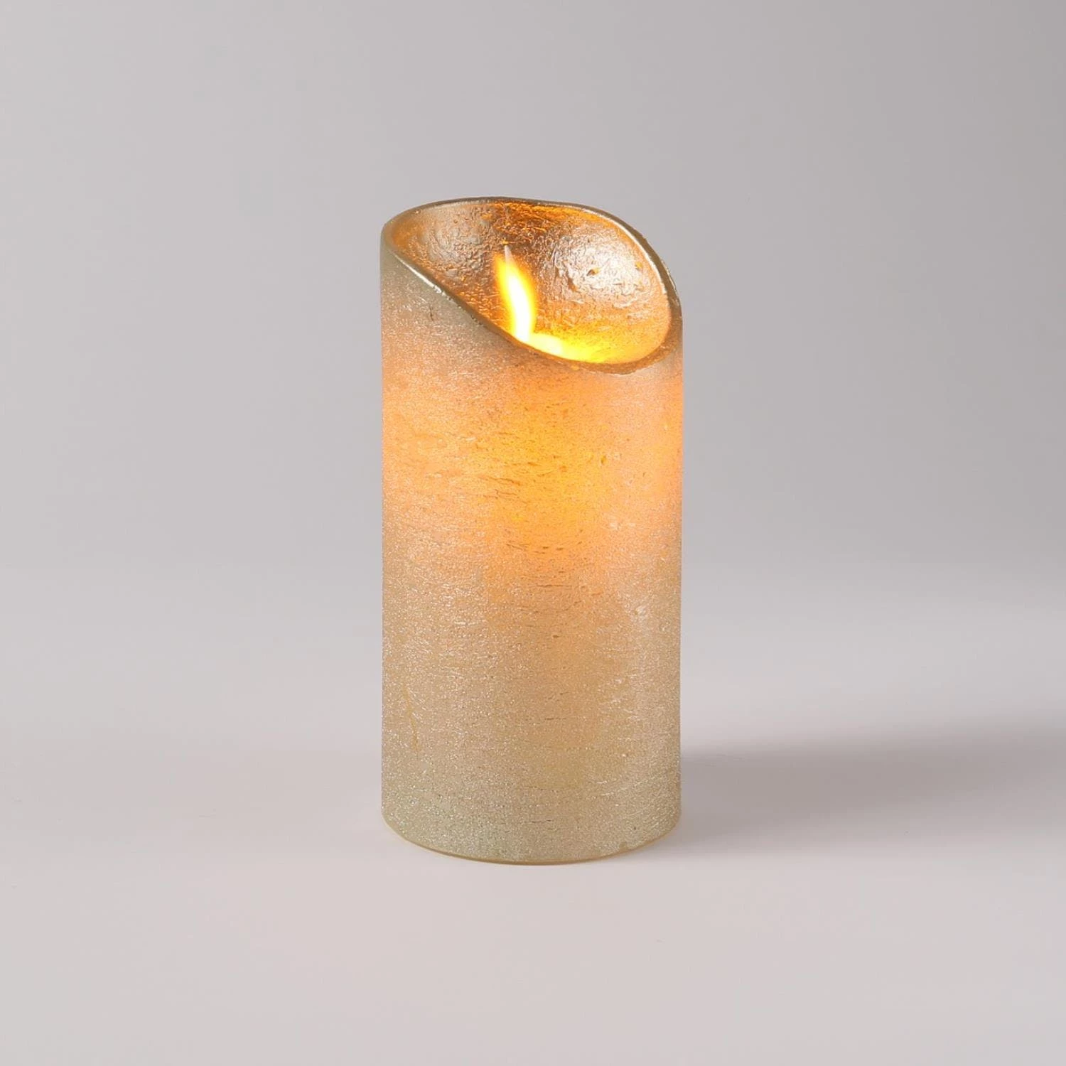 Null LED Kerze Twinkle Echtwachs Bewegliche Flamme Auspustfunktion Timer 12,5cm Gold – Bild 3