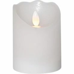 Null LED Kerze Glow Echtwachs Warmweiße Flackernde LED Timer H: 10cm, D: 7,5cm Weiß