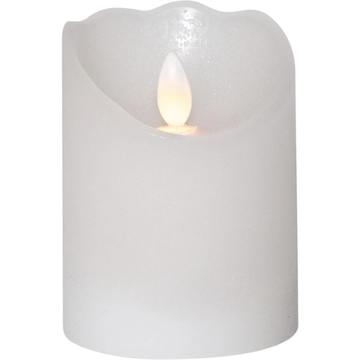 Null LED Kerze Glow Echtwachs Flackernde LED Timer H: 12,5cm, D: 7,5cm Weiß – Bild 4