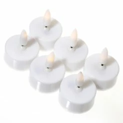Null LED Teelichter Flackernde 3D Flamme Batterie D: 3,8cm H: 4,7cm Weiß 6 Stück