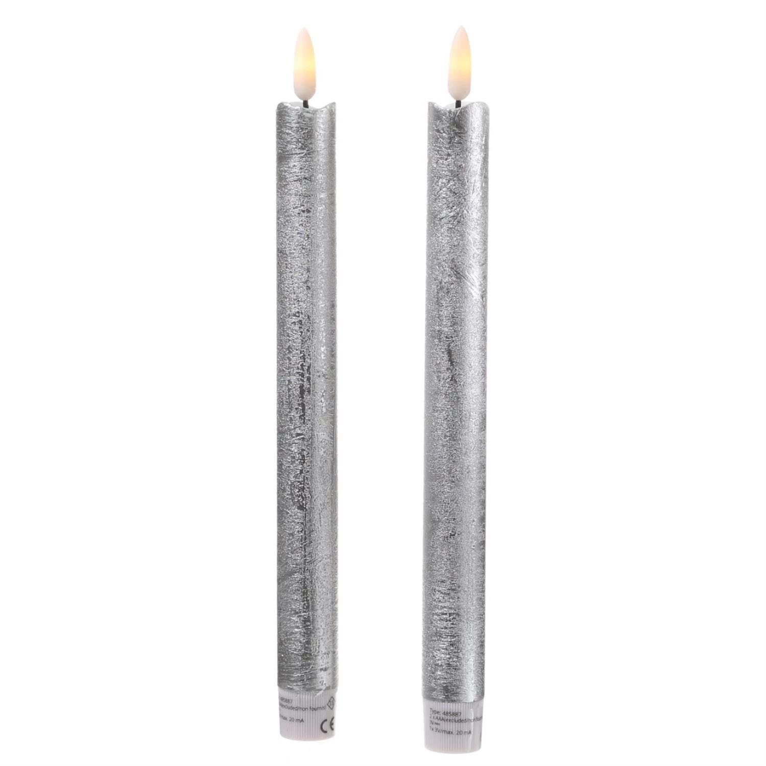 Null LED Stabkerzen Tafelkerzen 3D Flamme Echtwachs Flackernd H: 25cm Gold 2er Set â Bild 2