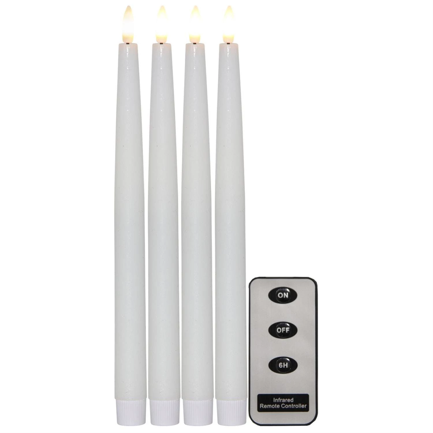 Null LED Stabkerzen Flamme Echtwachs Flackernde LED 4 Größen Timer Weiß 4er Set – Bild 3