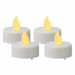 Null LED Teelichter Flackernde Flamme Inkl. Batterien Flammenlos Weiß D: 4cm 4er Set