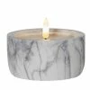 Null LED XXL Teelicht Marmoroptik Zement Wachs Realistische Flamme Timer D:10cm Grau