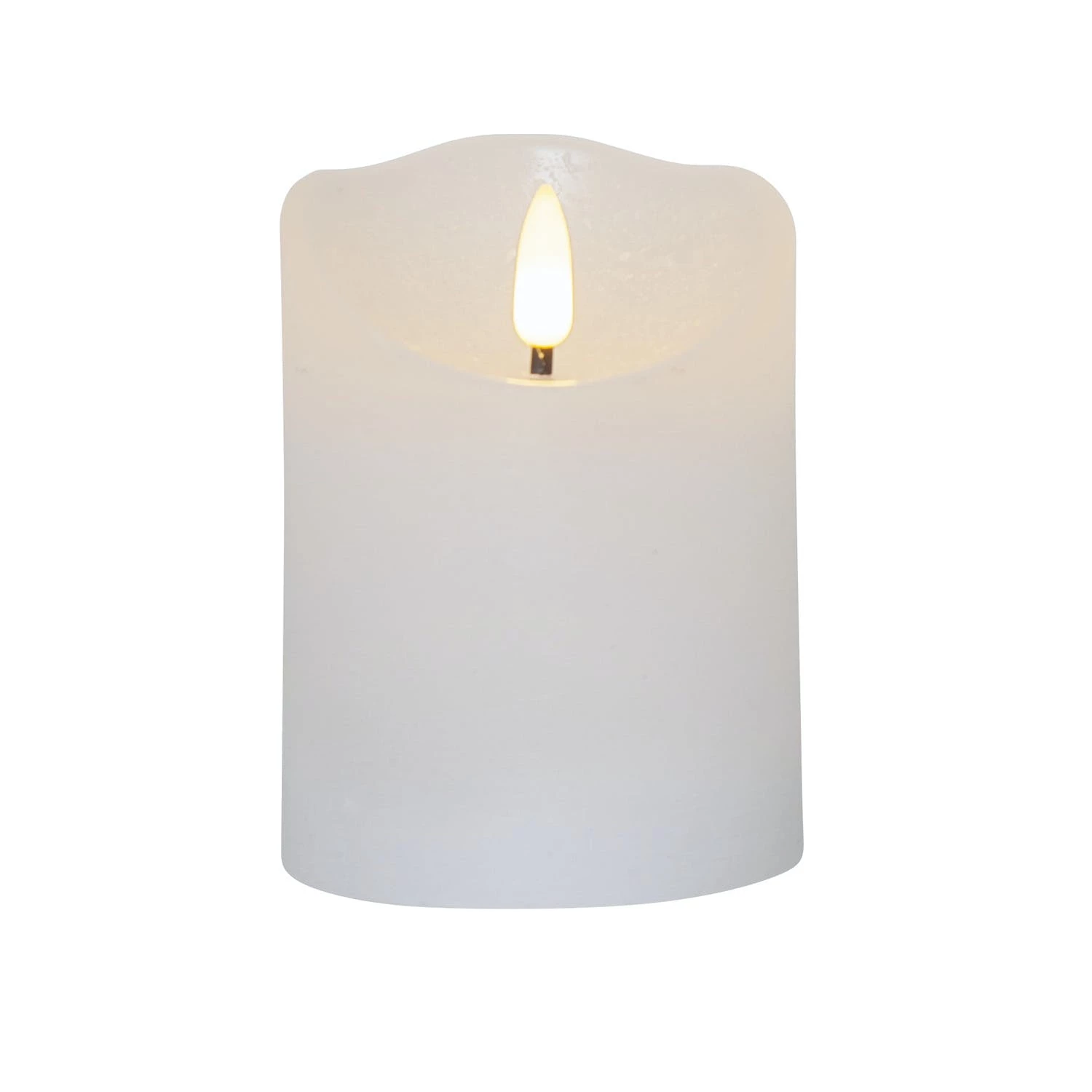 Null LED Kerzenset Rustik Optik Echtwachs Flackernde Flamme Timer Batterie Weiß 3St. – Bild 7