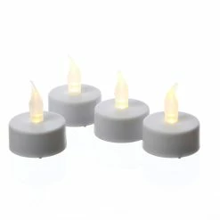 Null LED Teelichter Gelb Flackernde Flamme Kunststoff D: 3,7cm Inkl. Batterien 4 Stk.