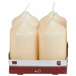 Null Stumpenkerze 9xØ5cm Creme 4 Pack 6 Stück