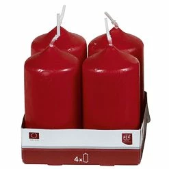 Null Idena 4-er Stumpenkerze/Rot / 40 X 80 Mm, Wachs, 8.4x8.3x8.1 10 Stück