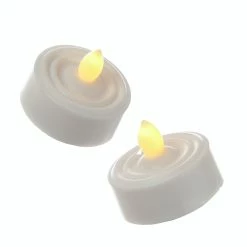 Null LED Teelichter Flackernd Flammenlos Inkl. Batterien Timer D: 3,6cm Weiß 2er Set