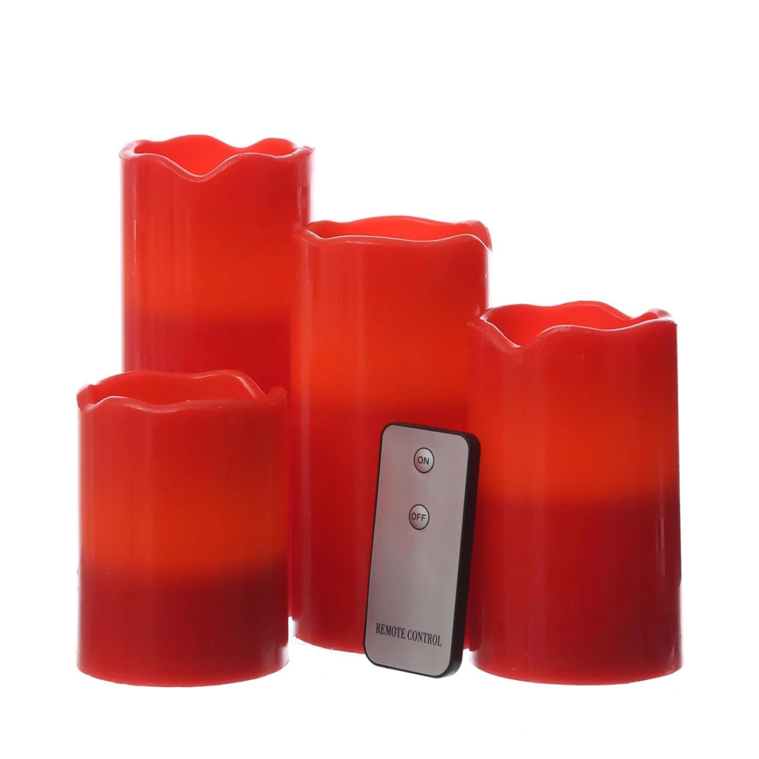 Null LED Kerzenset Adventskerzen Weihnachten 4 Größen Mit Fernbedienung Rot 4 Stück