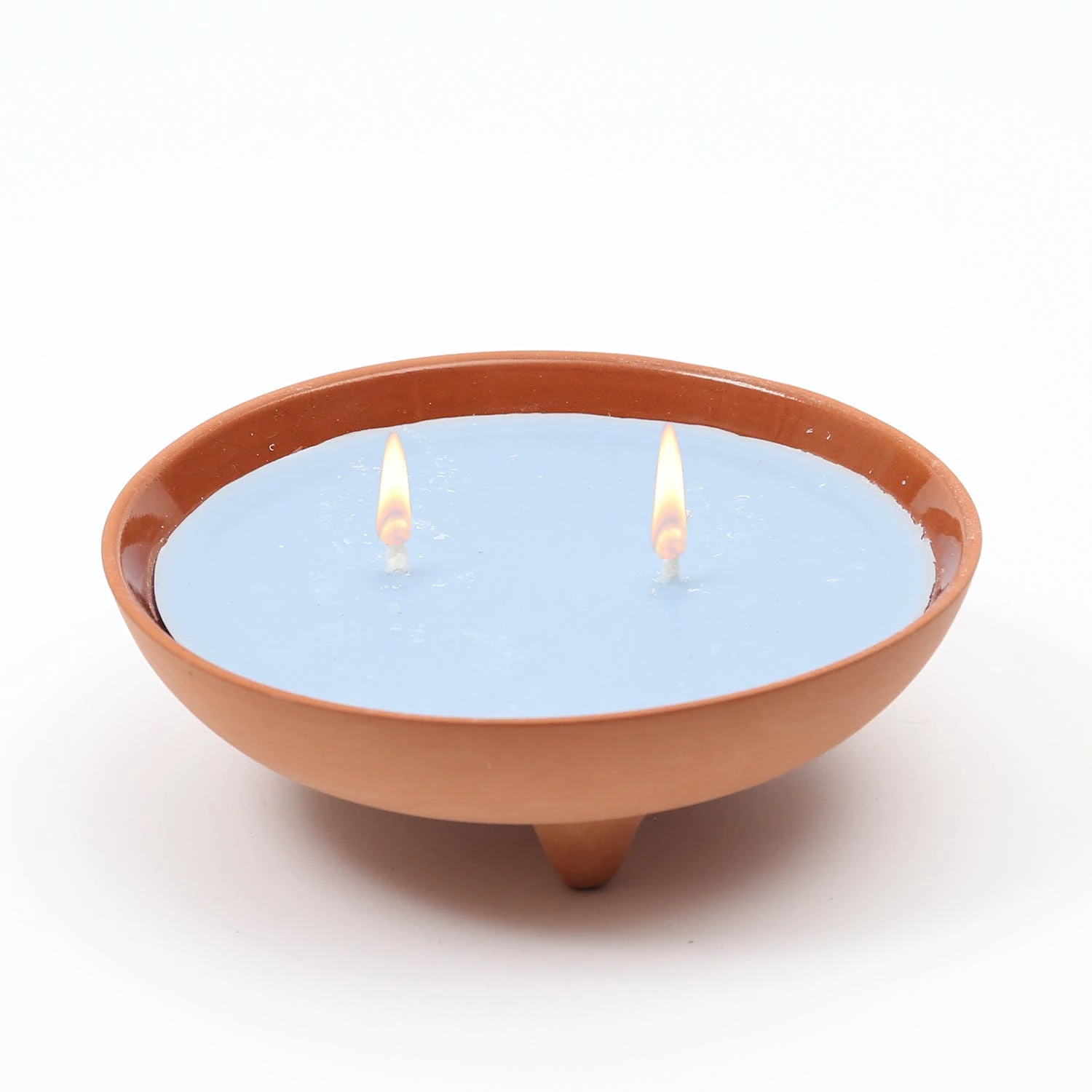 Null Duftkerze CITRONELLA In Tonschale 4 Dochte Gegen Stechmücken Terracotta/blau – Bild 3