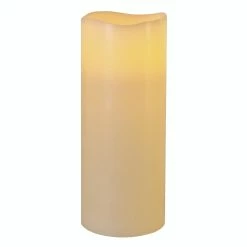 Null LED Stumpenkerze Big XL Echtwachs Flackernd Timer H: 25cm D: 10cm Creme