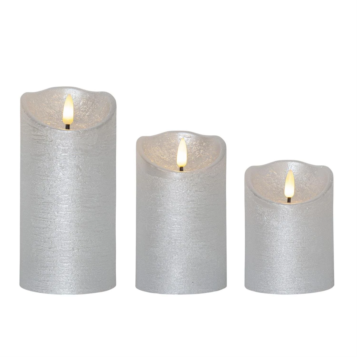 Null LED Kerzenset Wave Echtwachs Flackernd Timer Fernbedienung Creme 3er Set â Bild 7