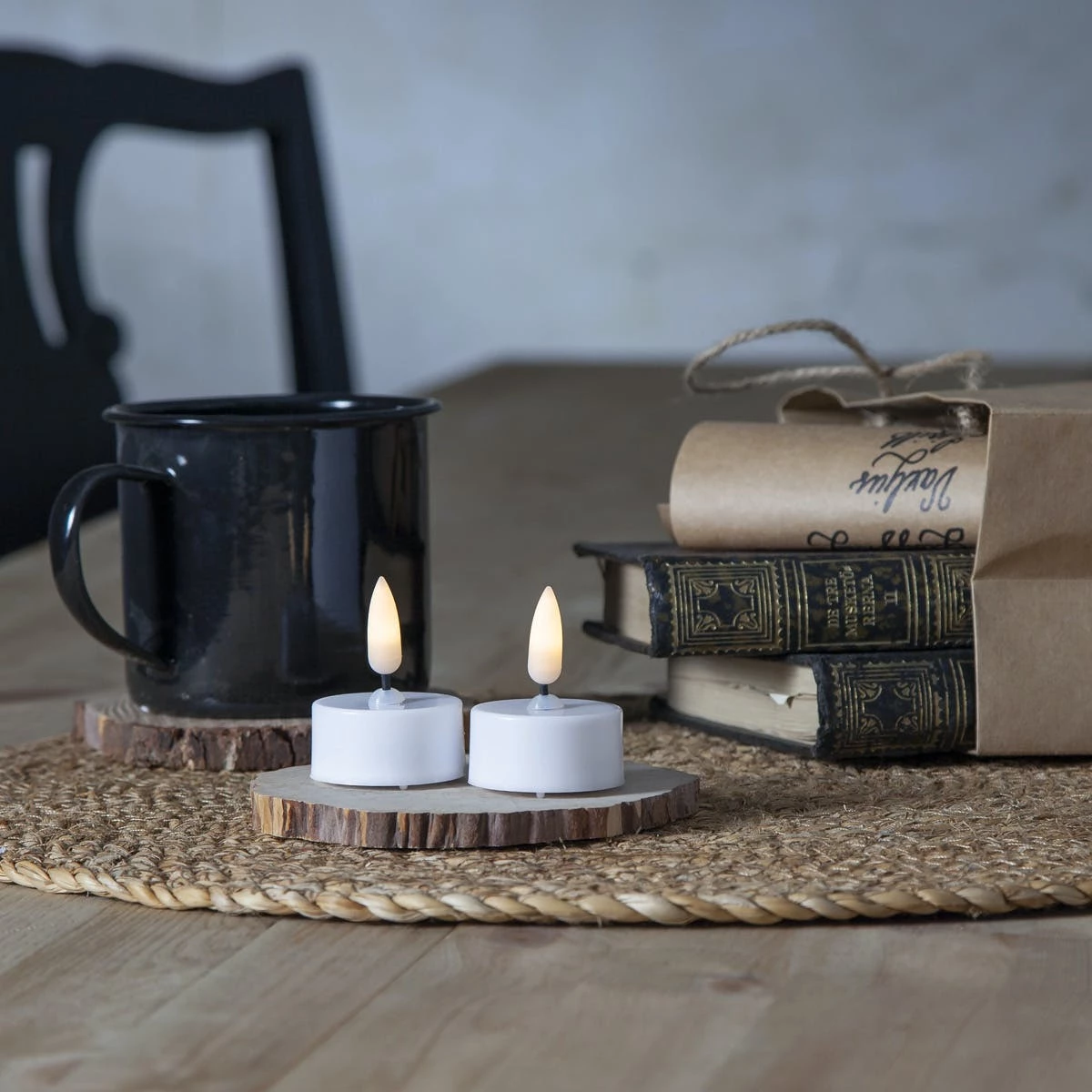 Null LED Teelicht Realistisch Aussehende Flamme Batterie Timer D: 3,8cm 2er Set – Bild 6