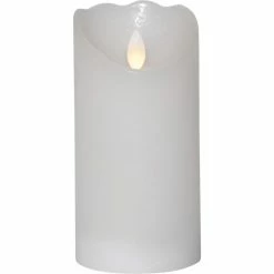 Null LED Kerze Glow Echtwachs Flackernde LED Timer H: 15cm, D: 7,5cm Weiß