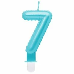 Null Kerze Zahl 7 Hellblau `Folienballon`