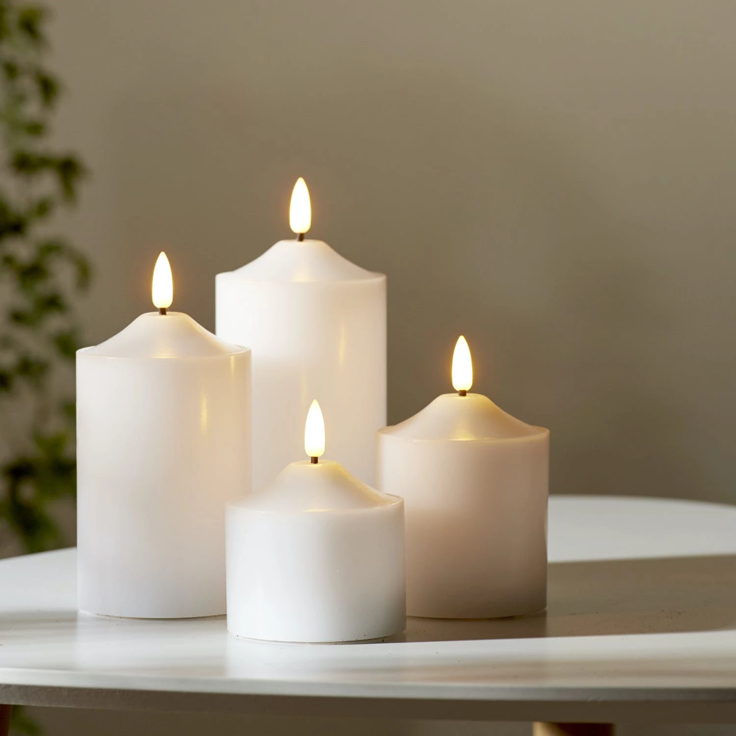 Null LED Kerze Flamme Echtwachs Warmweiße 3D Flamme H: 9,5cm Batterie Timer Weiß – Bild 6