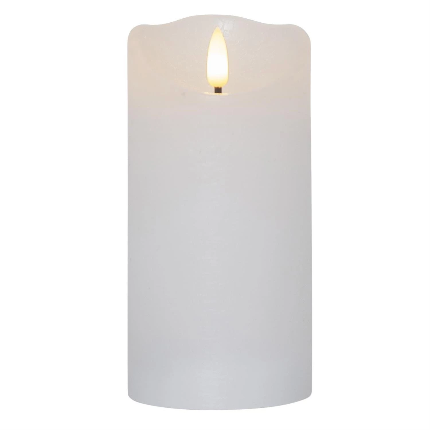 Null LED Kerze Rustik Optik Echtwachs Flackernde Flamme H: 15cm Timer Batterie Silber â Bild 2