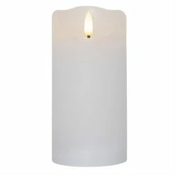 Null LED Kerze Rustik Optik Echtwachs Flackernde Flamme H: 15cm Timer Batterie Weiß