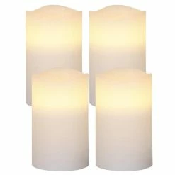 Null LED Kerzenset - Echtwachs - Flackernd - Timer - H: 12,5cm - Weiß - 4er Set