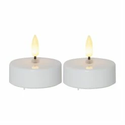 Null LED Teelicht Realistisch Aussehende Flamme Batterie Timer D: 5,8cm 2er Set