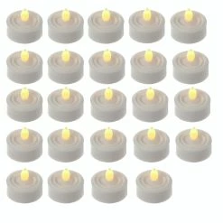 Null LED Teelichter Flackernd Flammenlos Inkl. Batterien Timer D: 3,6cm Weiß 24er Set