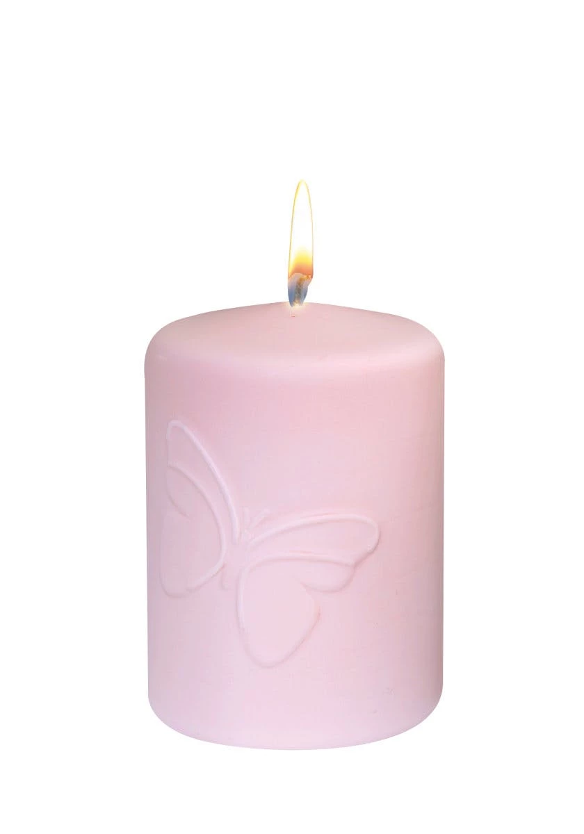 Null Osterkerze Stumpenkerze "Schmetterling" Rosenholz 100 X Ø 70 Mm, Designerkerze Ostern, Frühling, Sommer