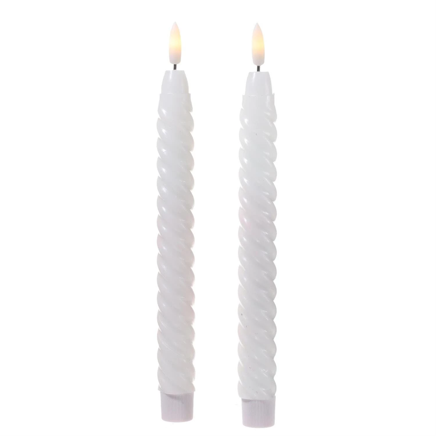 Null LED Stabkerzen Twist Tafelkerzen Gedreht Echtwachs Flackernd 25cm Timer Grün 2St – Bild 2